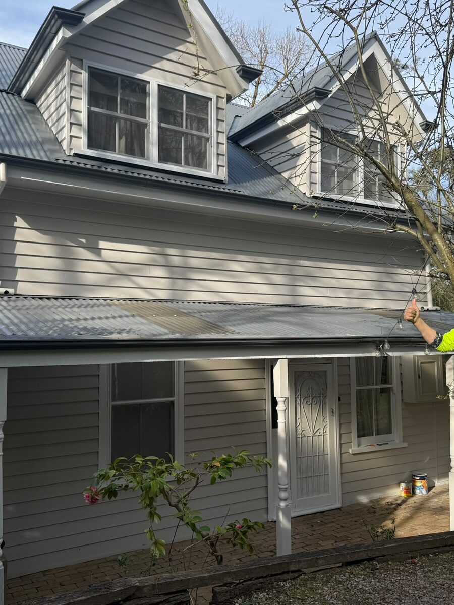 Freshly painted weatherboard home exterior